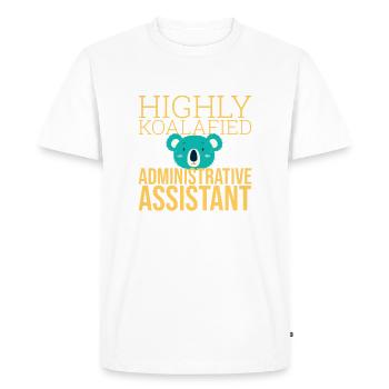 "Administrative Assistant Koalafied | Administration" - Men's Premium Organic T-Shirt - white - Front - Nico (187cm)