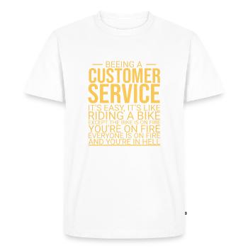 "Customer Service Hell | Service Management" - Men's Premium Organic T-Shirt - white - Front - Nico (187cm)