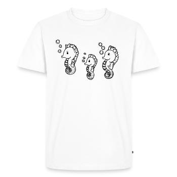 Trois petits hippocampes - T-shirt Premium bio Homme - blanc - Devant - Nico (187cm)