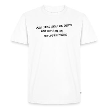 Je voudrais pouvoir figer ce moment - T-shirt Premium bio Homme - blanc - Devant - Nico (187cm)