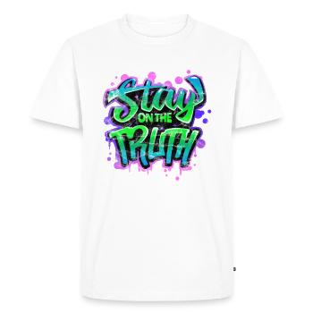 COOL JUSTICE MOTIVATION GRAFFITI GIFTS - Men's Premium Organic T-Shirt - white - Front - Nico (187cm)