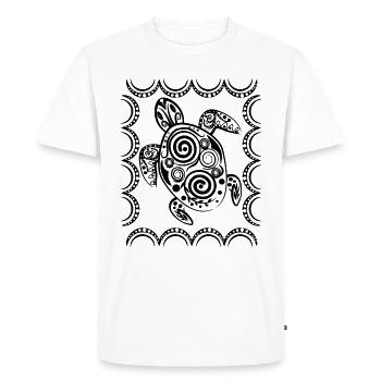 Maori Turtle - Men's Premium Organic T-Shirt - white - Front - Nico (187cm)