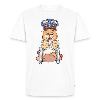 Fête roi chat sauvant fantasy verres de bière animal - T-shirt Premium bio Homme - blanc - Devant - Nico (187cm)