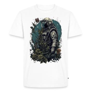 Astronaut overgrown with plants - Surreal - Men's Premium Organic T-Shirt - white - Front - Nico (187cm)