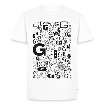 G - comme: Horny aussi élégant que vous - T-shirt Premium bio Homme - blanc - Devant - Nico (187cm)