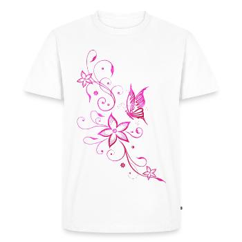 Papillon rose vrille fleurs d'été - T-shirt Premium bio Homme - blanc - Devant - Nico (187cm)