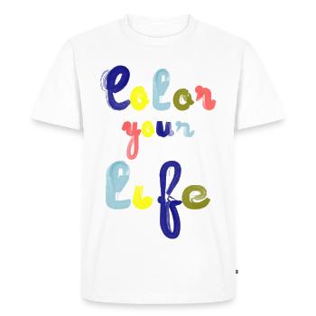 color your life - Men's Premium Organic T-Shirt - white - Front - Nico (187cm)