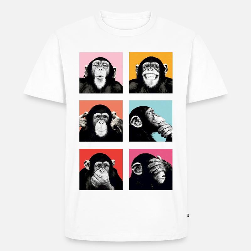 Pop-Art Affe Farbexplosion - Männer Premium Bio T-Shirt - Weiß