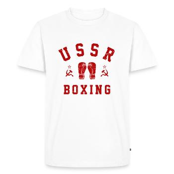 USSR Boxing - Men's Premium Organic T-Shirt - white - Front - Nico (187cm)