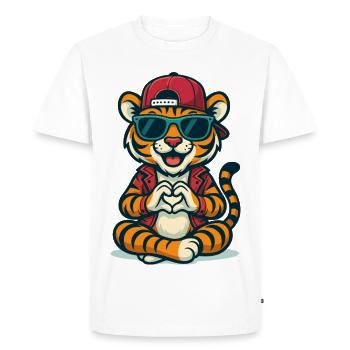 Tigre Chill Heart - T-shirt Premium bio Homme - blanc - Devant - Nico (187cm)