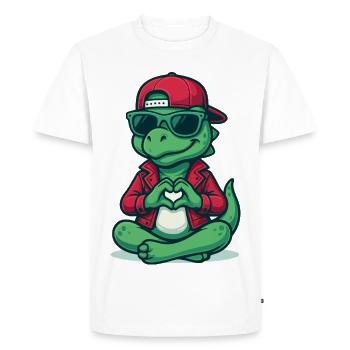 Vibrations de cœur de dinosaure - T-shirt Premium bio Homme - blanc - Devant - Nico (187cm)