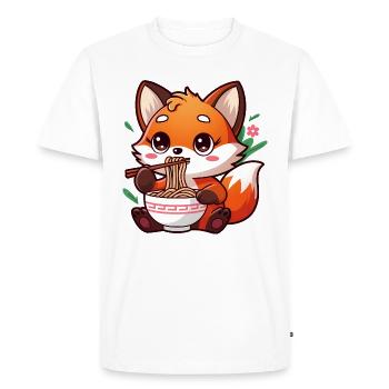 Fox Eating Ramen Noodles Cute Food Lover - Men's Premium Organic T-Shirt - white - Front - Nico (187cm)