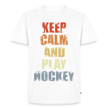 Bleib ruhig und spiel Eishockey - Men's Premium Organic T-Shirt - white - Front - Nico (187cm)