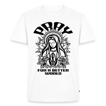 Pray - For A Better World - Men's Premium Organic T-Shirt - white - Front - Nico (187cm)