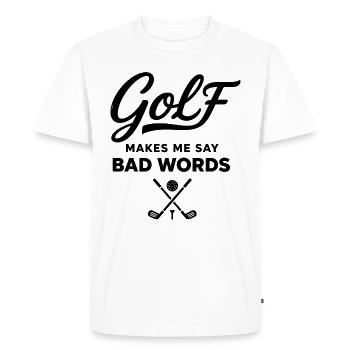 Golf et Gros Mots : L'Humour du Golfeur - T-shirt Premium bio Homme - blanc - Devant - Nico (187cm)