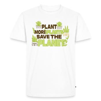 Planter plus de plantes sauver la planète - T-shirt Premium bio Homme - blanc - Devant - Nico (187cm)