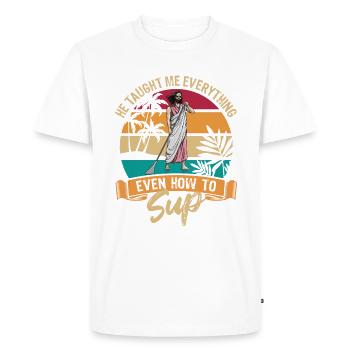 He taught me everything - Jesus - SUP - Paddle - Men's Premium Organic T-Shirt - white - Front - Nico (187cm)