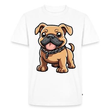 Bulldog Dog Comic Cute - Men's Premium Organic T-Shirt - white - Front - Nico (187cm)
