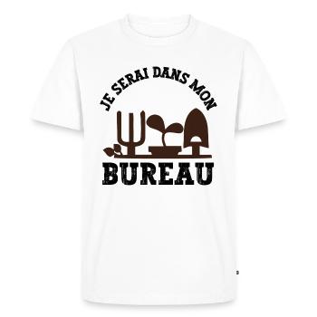 je serai dans mon bureau - T-shirt Premium bio Homme - blanc - Devant - Nico (187cm)