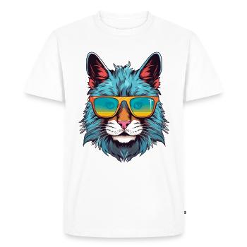 Lynx avec des lunettes de soleil - T-shirt Premium bio Homme - blanc - Devant - Nico (187cm)