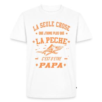 Idée cadeau tshirt homme qui aime la peche papa - T-shirt Premium bio Homme - blanc - Devant - Nico (187cm)