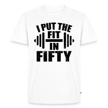 I Put The Fit In Fifty Funny 50th Birthday - T-shirt Premium bio Homme - blanc - Devant - Nico (187cm)