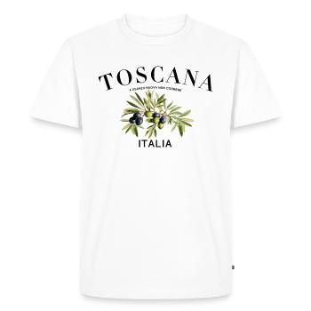 Toscane Italie Huile d’olive Vacances - T-shirt Premium bio Homme - blanc - Devant - Nico (187cm)