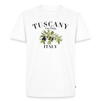 Toscane Toscane Italie Huile d’olive - T-shirt Premium bio Homme - blanc - Devant - Nico (187cm)