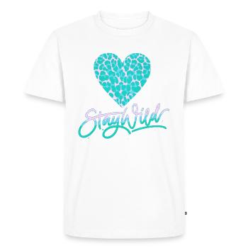 Restez sauvage avec un cœur à motif léopard - T-shirt Premium bio Homme - blanc - Devant - Nico (187cm)
