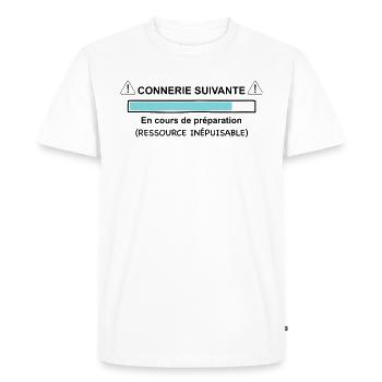 Humour Connerie suivante téléchargement - T-shirt Premium bio Homme - blanc - Devant - Nico (187cm)