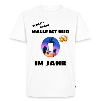 MALLE IST NUR EINMAL IM JAHR T-SHIRT MIT BILD - Männer Premium Bio T-Shirt - Weiß - Vorne - Nico (187cm)