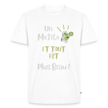 Un Mojito et tout est plus beau humour - T-shirt Premium bio Homme - blanc - Devant - Nico (187cm)