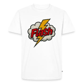 Flash - Like lightning through life - Men's Premium Organic T-Shirt - white - Front - Nico (187cm)
