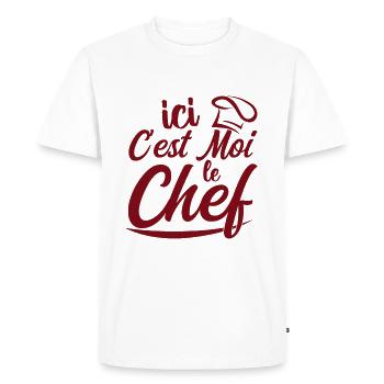 Ici C'est Moi Le Chef - T-shirt Premium bio Homme - blanc - Devant - Nico (187cm)
