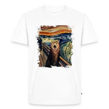 The Scream Cat Edvard Expressionism Munch - Men's Premium Organic T-Shirt - white - Front - Nico (187cm)