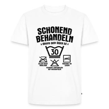 SCHONEND BEHANDELN 30 JAHRE ALT 30. GEBURTSTAG - Männer Premium Bio T-Shirt - Weiß - Vorne - Nico (187cm)