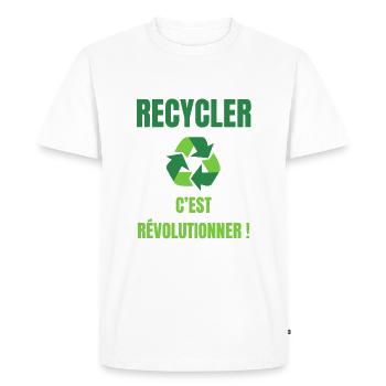 recycler révolutionner écologie - T-shirt Premium bio Homme - blanc - Devant - Nico (187cm)