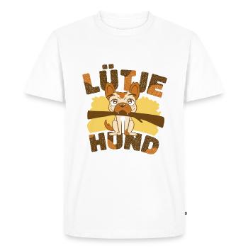 Lütje Dog Low German small dog - Men's Premium Organic T-Shirt - white - Front - Nico (187cm)