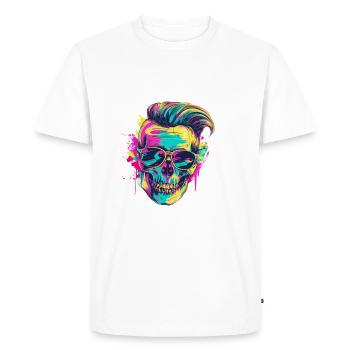 Techno Skull Party Hairstyle - Men's Premium Organic T-Shirt - white - Front - Nico (187cm)