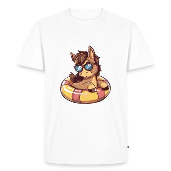 Horse Summer Comic - Men's Premium Organic T-Shirt - white - Front - Nico (187cm)
