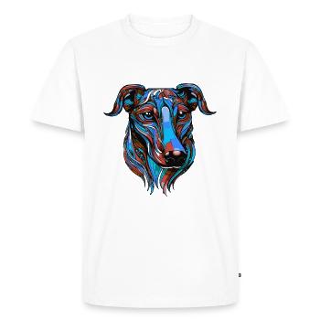 Lévrier chien portrait coloré - T-shirt Premium bio Homme - blanc - Devant - Nico (187cm)