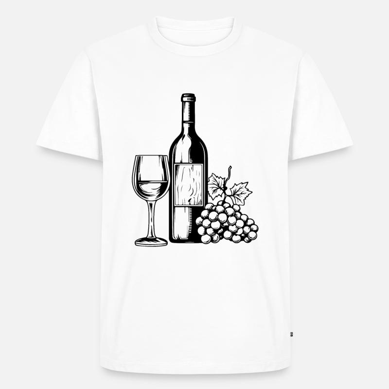 Weinglas Trauben Wein - Männer Premium Bio T-Shirt - Weiß