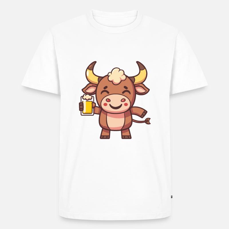 Stier Bier Comic Party - Männer Premium Bio T-Shirt - Weiß