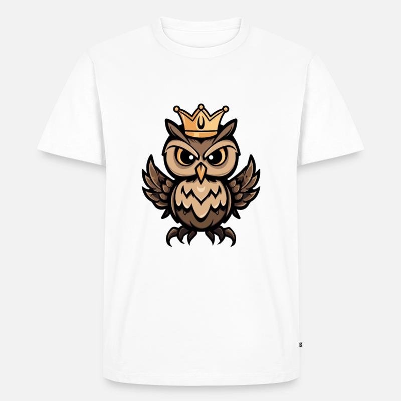 Eule Comic Krone - Männer Premium Bio T-Shirt - Weiß