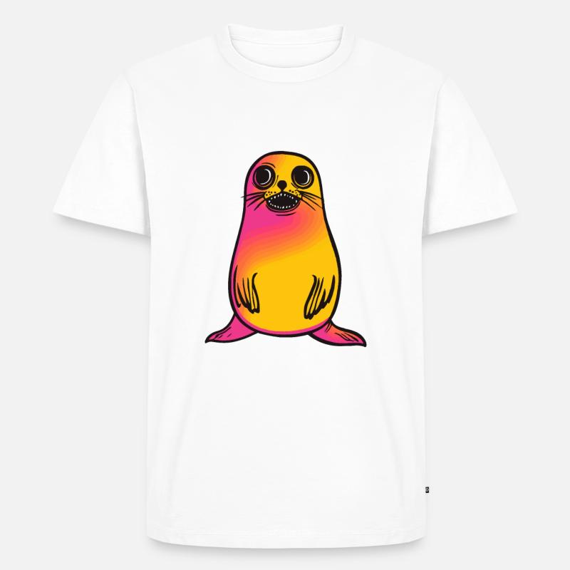 Robbe Tier Halloween Comic - Männer Premium Bio T-Shirt - Weiß