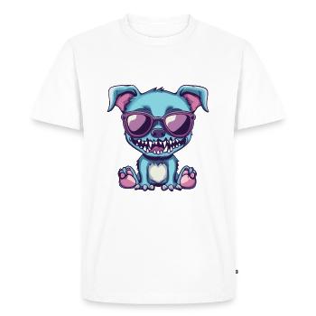 Chien Halloween Zombie Cool - T-shirt Premium bio Homme - blanc - Devant - Nico (187cm)