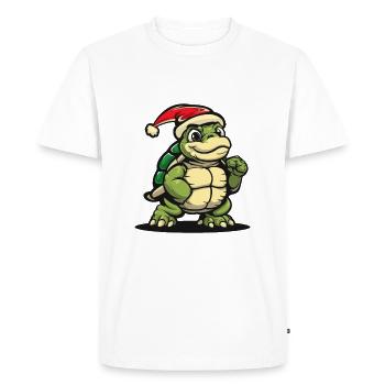 Noël tortue - T-shirt Premium bio Homme - blanc - Devant - Nico (187cm)