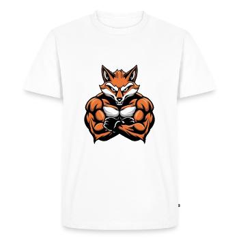 Fox Muscles Bodybuilding - Men's Premium Organic T-Shirt - white - Front - Nico (187cm)