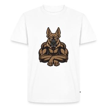 Berger Allemand Chien Muscles Musculation - T-shirt Premium bio Homme - blanc - Devant - Nico (187cm)