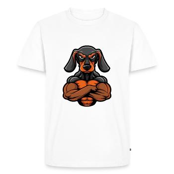 Dachshund Dog Muscles Bodybuilding Dachshund - Men's Premium Organic T-Shirt - white - Front - Nico (187cm)